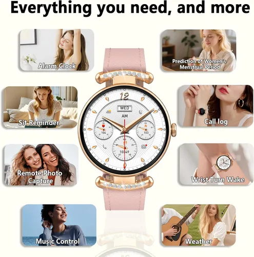 Vista 7 de Relojes para mujer, responder/hacer llamadas, reloj AMOLED de 1.32 pulgadas con pantalla ultra clara para mujer con frecuencia cardíaca, monitor