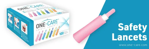 Vista 7 de ONE-CARE Lancetas de seguridad, activadas por contacto, 28G x 0.071 in, caja de 100, pruebas de diabetes, estéril, de un solo uso (28G x 0.071 in)