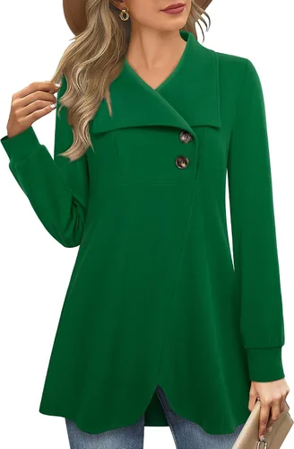 Vista 2 de Lotusmile Túnica larga para mujer, para leggings, ropa de otoño, suéter con dobladillo de tulipán 2023