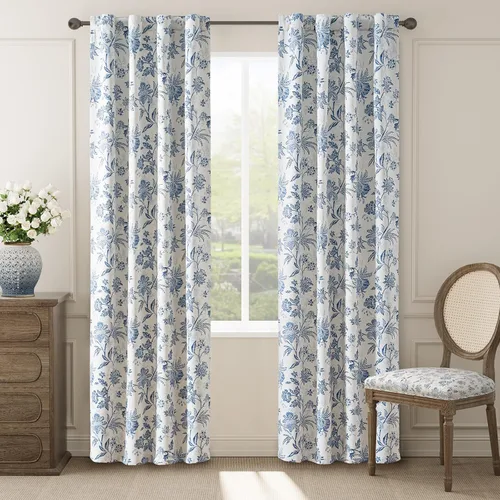 Vista 36 de jinchan Cortinas Opacas Florales para Dormitorio, 63 Pulgadas de Largo Cortinas Opacas con Estampado de Flores, Estilo Campo Francés con Pestañas