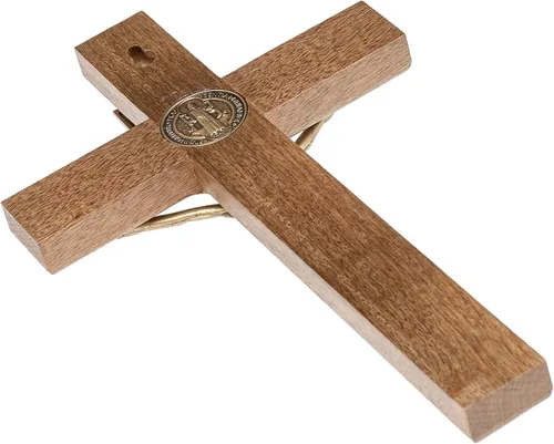 Vista 5 de Intercession Crucifijo de cruz de madera para pared (10 pulgadas - Oro antiguo)