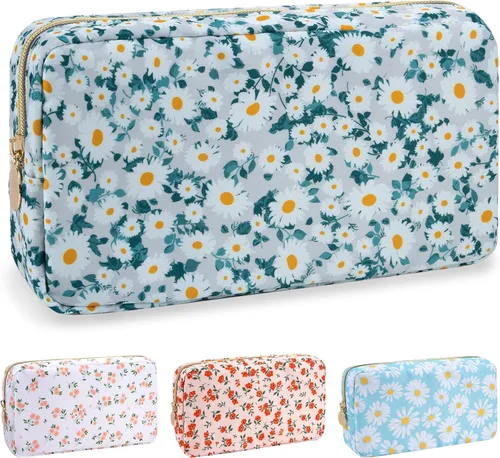 Vista 19 de izuzta Nylon Lager Pequeño Slim Mini Maquillaje Bolsa Organizador, Beige, Viajes