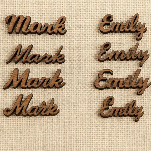 Vista 6 de Elegantes tarjetas de lugar de madera para bodas o fiestas de cumpleaños