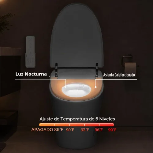 Vista 6 de EPLO Inodoro inteligente, bidé de una pieza para baños, inodoro moderno alargado con agua caliente, doble descarga automática, operación con sensor