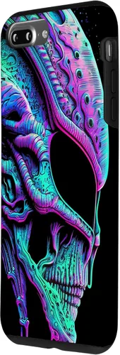 Vista 20 de iPhone 13 Pro Trippy Vaporwave Alien Head Skull Dripping Paint UFO Art Case
