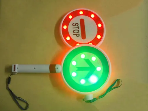 Vista 4 de Señal de parada LED recargable de mano, señal de semáforo recargable, estacionamiento, señal de luz de advertencia de seguridad de tráfico, lámpara