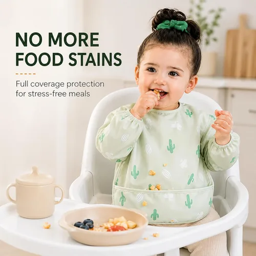 Vista 3 de ANGORA BRANDS Babero de silicona para bebés y bebés, 100% impermeable de grado alimenticio con bolsillo profundo para atrapar alimentos, ajustable