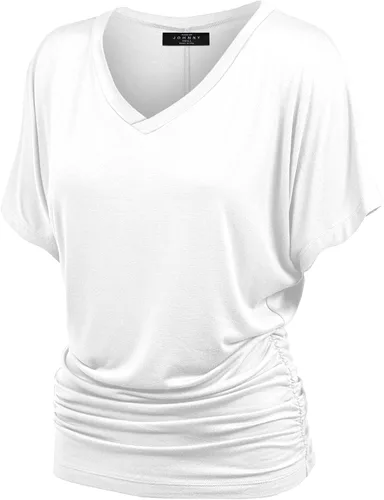 Vista 22 de Made By Johnny Camiseta de manga corta Dolman con cuello barco y dobladillo curvado para mujer, ajuste holgado Wt1037_aqua