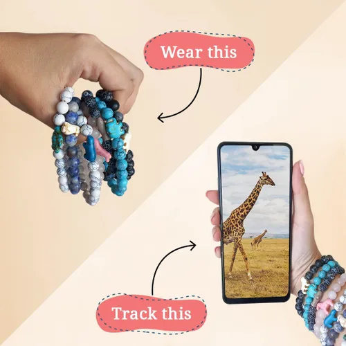 Vista 2 de Fahlo Pulsera de seguimiento de jirafa, elástica, compatible con proyecto de jirafa somalí, talla única para hombres y mujeres