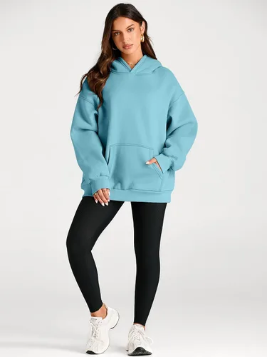 Vista 166 de Trendy Queen - Sudaderas extragrandes con capucha para mujer, suéteres de manga larga, sin botones, de vellón, de otoño, ropa de invierno