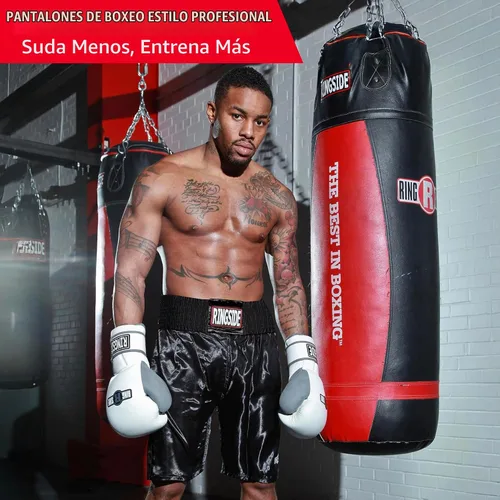 Vista 2 de Ringside Pro-Style Boxing Trunks, Satin Shorts for Men and Women, Ideal for Boxing, MMA, Muay Thai Negro