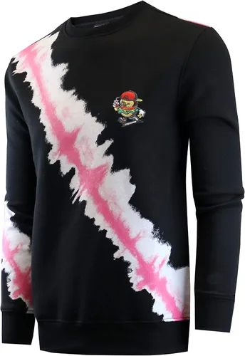 Vista 6 de Screenshot - Sudadera de forro polar con cuello redondo para hombre, estilo urbano de hip hop, sin botones F11080-neón