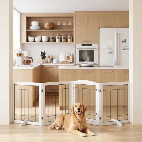 Vista 9 de Vantas Tall Dog Gate Indoor with Door, Freestanding, Foldable, 80" x 30" Pet Gate for Doorways, Stairs, Puppy Safety Fence, Extra Wide, Easy to