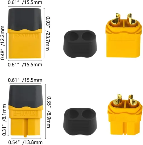 Vista 5 de 20 unidades (10 pares) XT60H bala hembra macho conectores con funda de protección de cable para batería DIY RC coche impresora 3D