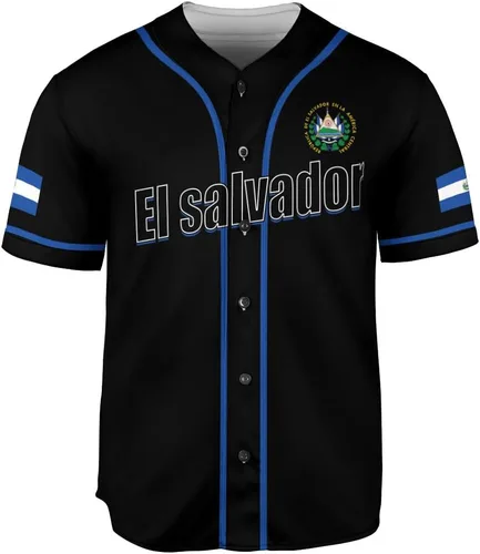 Vista 2 de MonkeyVan Camiseta de béisbol de El Salvador personalizada con nombre personalizado con bandera salvadoreña salvadoreña, orgullo salvadoreño