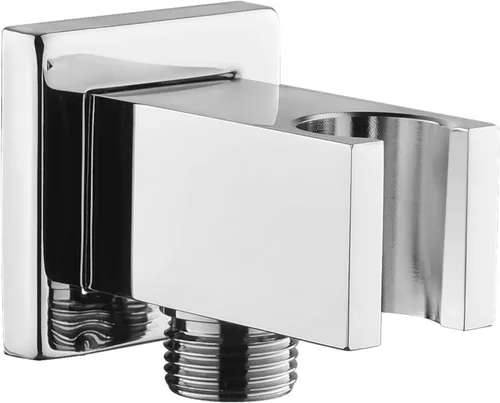 Vista 8 de Codo de suministro de pared con soporte de ducha de mano, conector de manguera de ducha cuadrado de latón de 1/2 pulgada, montaje en pared, salida