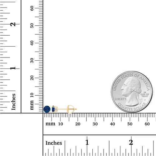 Vista 4 de Aretes de tuerca de oro macizo de 14 quilates, 0.157 in, hipoalergénicos, con piedra natal genuina