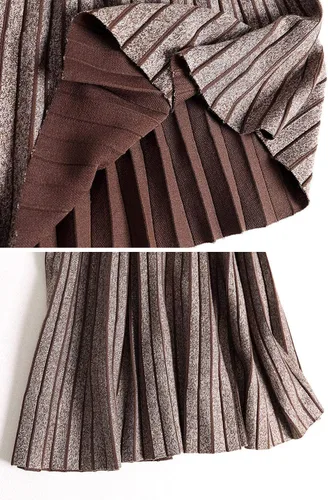 Vista 6 de CHARTOU Falda midi plisada con cintura elástica reversible de invierno para mujer