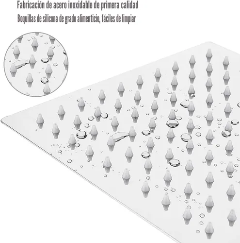 Vista 2 de Cabezal de ducha de lluvia con brazo de extensión ajustable de 11 pulgadas, cabezal de ducha cuadrado grande de acero inoxidable de alto flujo Cromo