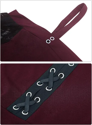 Vista 5 de Vestidos góticos para mujer, disfraces medievales renacentistas, talla grande, vestido de bruja vampiro, vestido de bruja de hadas steampunk