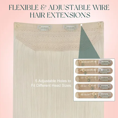 Vista 32 de Easyouth Extensión de cabello humano rubio con cola de caballo, extensiones de cabello humano rubio dorado con reflejos rubios, extensiones