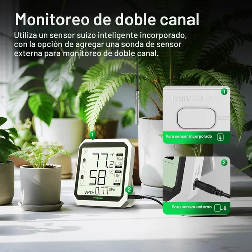 Vista 9 de VIVOSUN AeroLab THB1 Termómetro Higrómetro Inalámbrico Bluetooth para Interior, Monitor Inteligente de Temperatura, VPD, Medidor de Humedad Digital