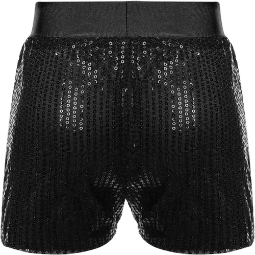 Vista 2 de Pantalones cortos de ballet para niñas y niños con lentejuelas con purpurina, hip hop, jazz, ballet, baile, yoga, gimnasio, pantalones cortos