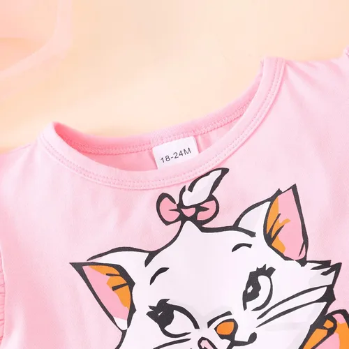 Vista 2 de RETSUGO Conjunto de falda de tul para niñas, dos piezas, manga con volantes, unicornio, vestido tutú, vestido de verano para fiesta de cumpleaños