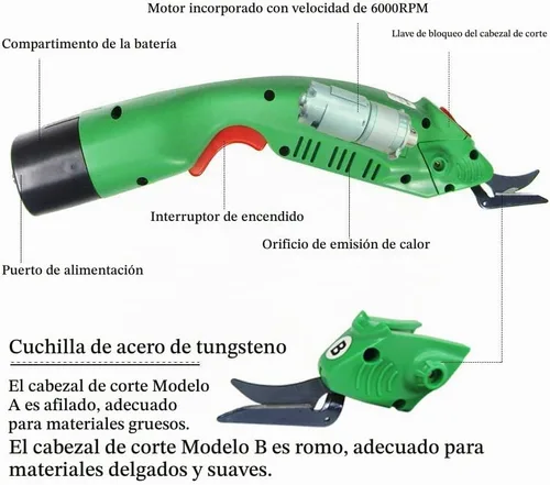 Vista 3 de MXBAOHENG WBT-2 Tijeras eléctricas, inalámbricas y enchufables de doble