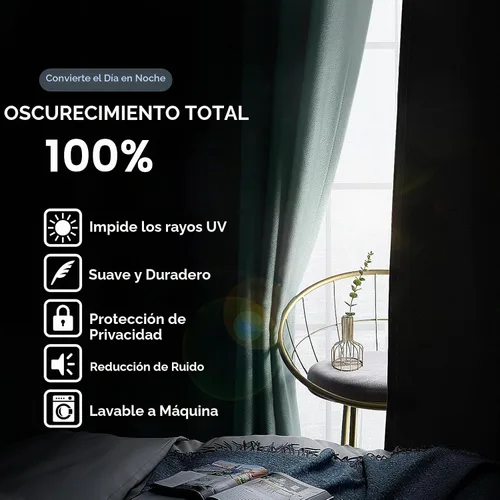 Vista 3 de SimpleHome Cortinas opacas 100% aguamarina, oscurecimiento de la habitación Aqua