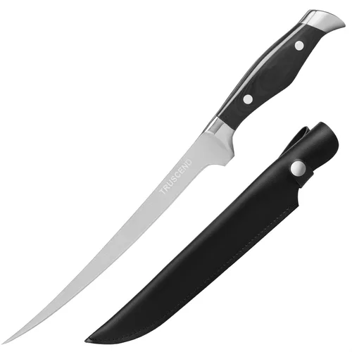 Vista 7 de TRUSCEND Cuchillo deshuesador con funda protectora, cuchillos de chef de acero inoxidable afilados para deshuesar, filetear, recortar piel Negro-7