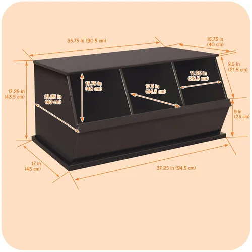 Vista 4 de Cesto de tejón, tres compartimientos pequeños para almacenamiento, Espresso