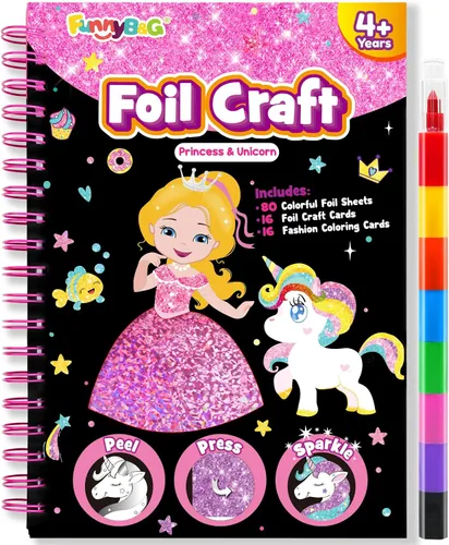Vista 33 de FUNNYB&G Arte en papel de aluminio para niños - Manualidades de Navidad, regalos de fiesta, rellenos de calcetines para niños, suministros de arte