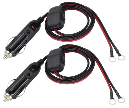 Vista 13 de Paquete de 2 adaptadores de enchufe macho de encendedor de cigarrillos de 12 voltios con cable de cables de luz LED y cable de 16 AWG para enchufe