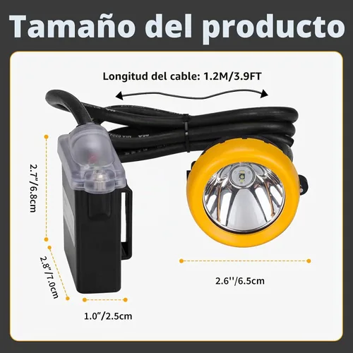 Vista 6 de Linterna frontal LED recargable, linterna de cabeza de seguridad súper brillante con 1+2 LED y paquete de batería, luz impermeable para casquillo