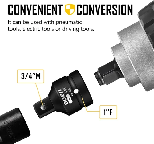 Vista 5 de BOEN Adaptador de enchufe de impacto de 1 "F a 3/4 "M, acero Cr-Mo, juego de adaptadores de enchufe para conversiones de controlador de impacto