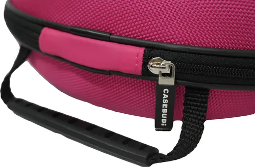 Vista 8 de Funda de transporte para auriculares ovalada rígida Protección de bolsa de viaje compatible con auriculares plegables Nylon balístico rosa