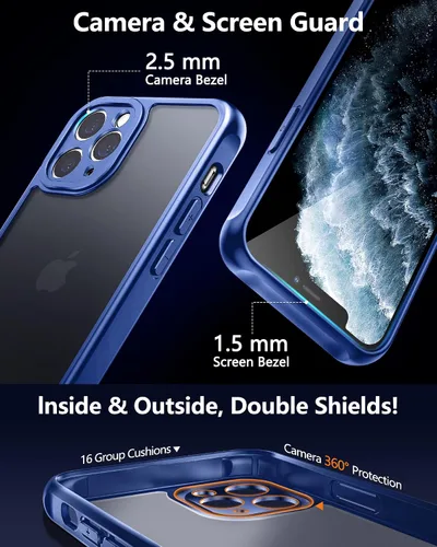 Vista 2 de Funda 3 en 1 para iPhone 11 Pro, [antiamarilleo] [protección de grado militar] [con 2 protectores de pantalla] funda protectora de cuerpo completo