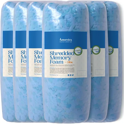 Vista 11 de Relleno de espuma viscoelástica triturada de 5 libras, material de relleno otomano para cojines de sofá, cojines, cama de perro y relleno de puf
