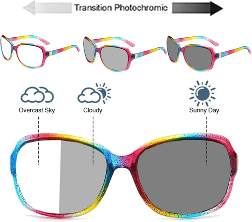 Vista 4 de Gafas de lectura multifocales progresivas, lentes de sol de transición, lector fotocromático para mujer, gafas redondas vintage para computadora