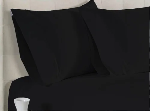 Vista 2 de Juego de ropa de cama de 800 hilos, 4 piezas, 100% algodón egipcio, color negro, juego de ropa de cama de algodón de fibra larga, tejido de satén