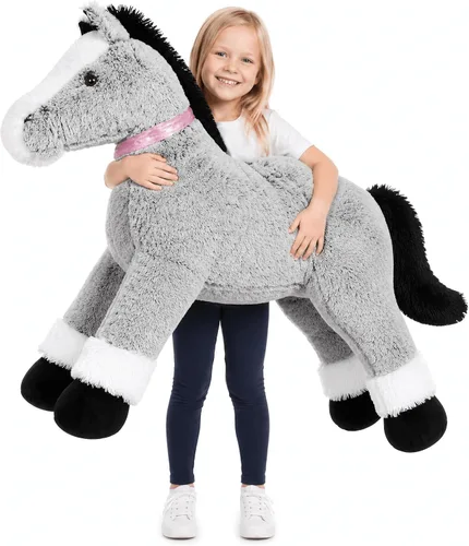 Vista 9 de MaoGoLan Peluche de caballo grande para niño, juguete de peluche de caballo grande para niña, poni montable de peluche para niños, almohada de felpa