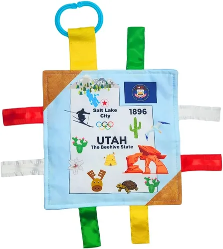 Vista 16 de Baby Jack & Co - Cochecito de juguete para bebés de 8 x 8 pulgadas con etiqueta del estado de Arkansas, juguetes arrugados para desarrollar cinco