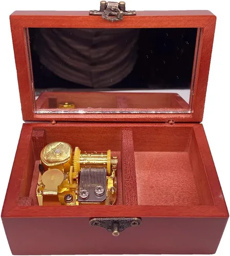 Vista 6 de Youtang You are My Sunshine - Caja de música de joyería con espejo, caja musical de madera grabada con láser, caja de música a cuerda, regalo