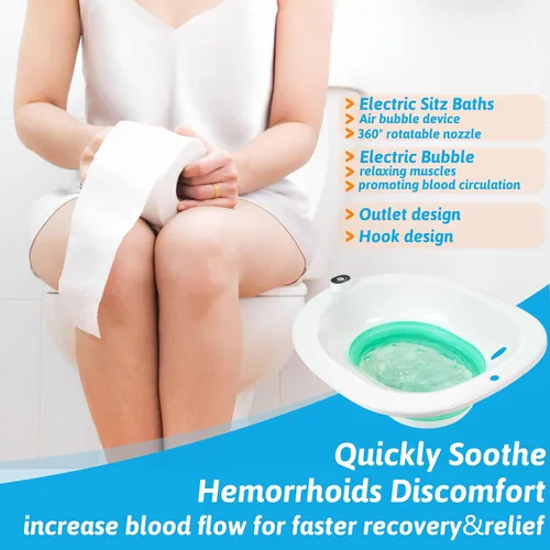 Vista 2 de Bañera de asiento para inodoro, baño eléctrico para hemorroides, hombres y mujeres Cuidado posparto, baño portátil para asiento de inodoro