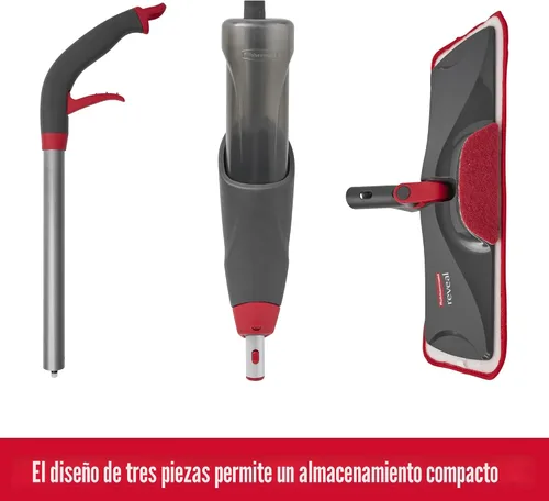 Vista 3 de Rubbermaid Reveal - Kit de limpieza de suelos con trapeador rociador, 3 almohadillas húmedas de microfibra reutilizables, 1 botella rellenable