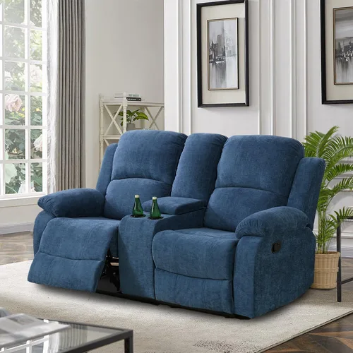 Vista 26 de Juego de muebles de sala de estar, juego de sofá reclinable de cuero, sofá reclinable y sofá biplaza, juego de sofá de cuero beige, juego de muebles