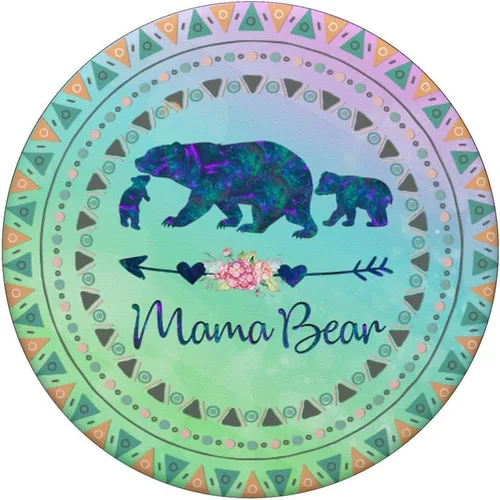 Vista 3 de Bohemio Boho Mama Bear Dos bebés cachorros en rosa verde azul PopSockets Swappable PopGrip