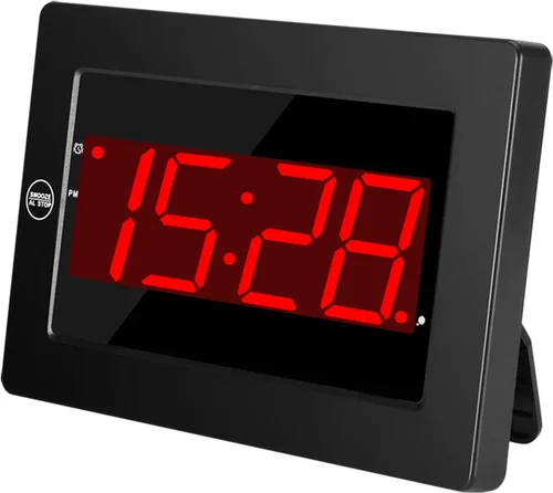 Vista 10 de Reloj de pared digital con pilas, pantalla LED, reloj despertador digital con pilas, brillo ajustable, 12/24 horas