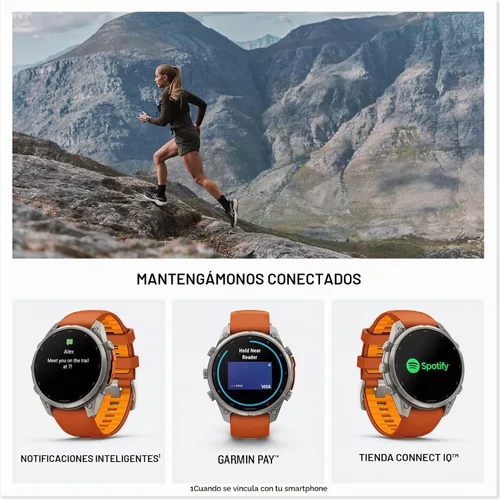 Vista 4 de Garmin fēnix® 9 Pro, titanio, 1.850 in, naranja otoño/naranja chispa